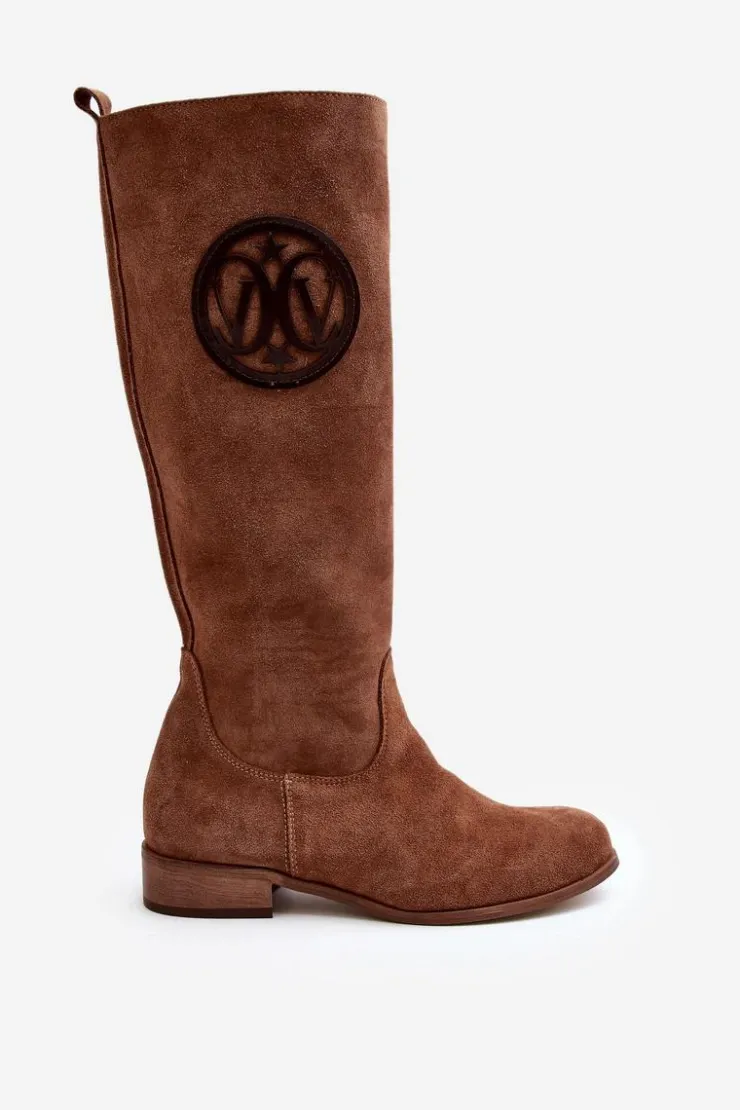 Damskie Zazoo 3367 Zamszowe Kozaki Damskie Przed Kolano Brązowe