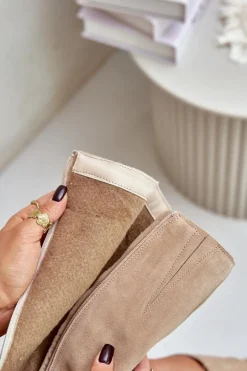 Zazoo Kozaki Ocieplane|Kozaki Przed Kolano*70145 Zamszowe Kozaki Przed Kolano Ocieplane Beżowe