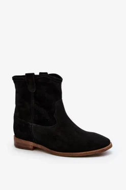 New Zazoo 2326 Zamszowe Wsuwane Botki Damskie Czarne