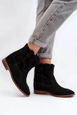 New Zazoo 2326 Zamszowe Wsuwane Botki Damskie Czarne