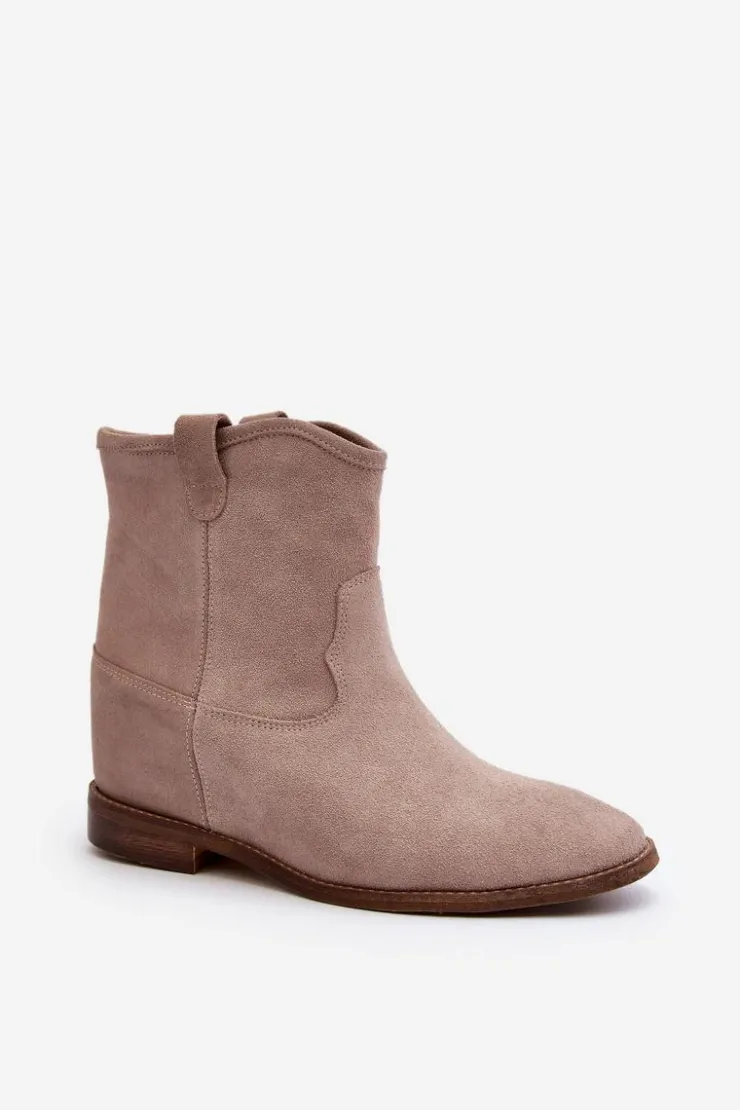 Damskie Zazoo 2326 Zamszowe Wsuwane Botki Damskie Beżowe