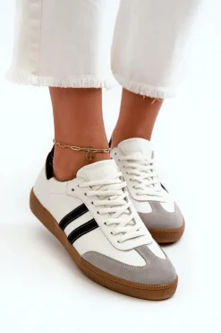 Damskie Zazoo N1068 Skórzane Niskie Sneakersy Damskie Białe