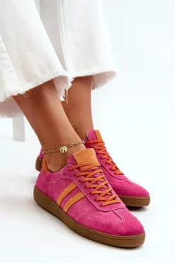 Damskie Zazoo N1068 Zamszowe Niskie Sneakersy Damskie Fuksja