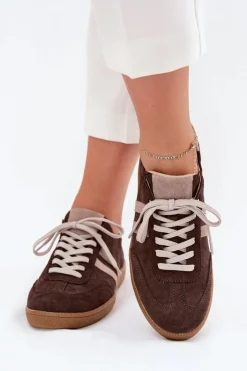 Damskie Zazoo N1068 Zamszowe Niskie Sneakersy Damskie Czekoladowe