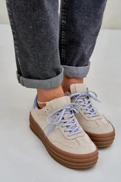 Zazoo Buty Sportowe Na Platformie*N1068S4 Damskie Zamszowe Sneakersy Na Platformie Beżowe Beżowy