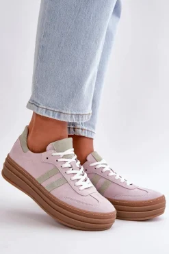 Damskie Zazoo N1068S4 Damskie Zamszowe Sneakersy Na Platformie Fioletowe