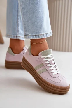 Damskie Zazoo N1068S4 Damskie Zamszowe Sneakersy Na Platformie Fioletowe