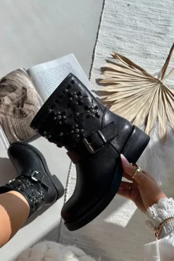 Boto Botki Ocieplane|Czarne Botki*Zdobione Botki Damskie Z Klamrą Czarne Mivana
