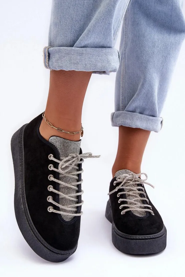 Sale Boto Zdobione Dżetami Buty Sportowe Damskie Czarne Ecea