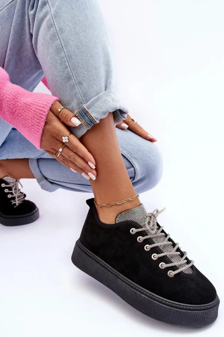 Sale Boto Zdobione Dżetami Buty Sportowe Damskie Czarne Ecea