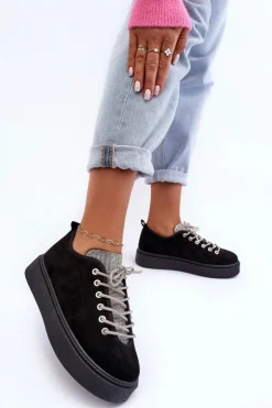 Sale Boto Zdobione Dżetami Buty Sportowe Damskie Czarne Ecea