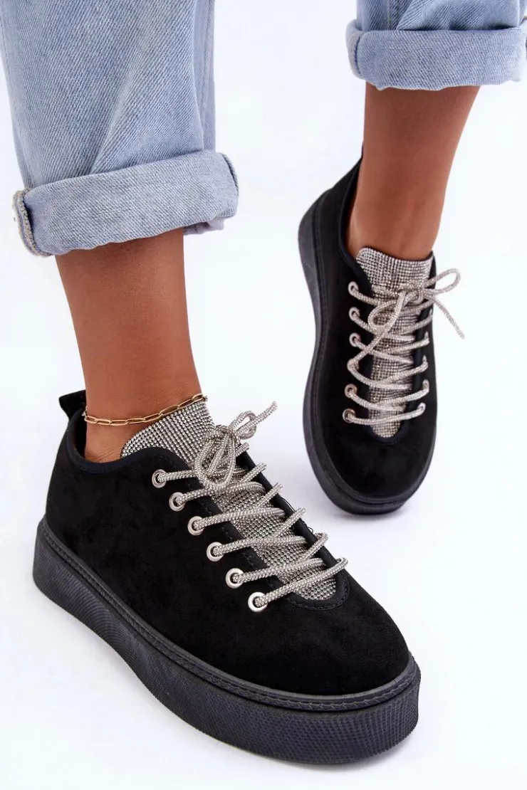 Sale Boto Zdobione Dżetami Buty Sportowe Damskie Czarne Ecea