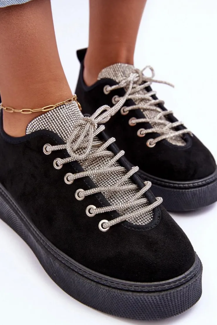 Sale Boto Zdobione Dżetami Buty Sportowe Damskie Czarne Ecea