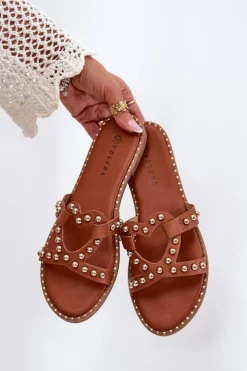 Damskie Boto Zdobione Płaskie Klapki Damskie Camel Adivrae