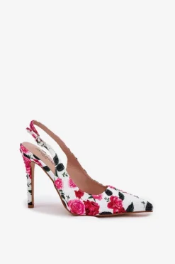 Clearance Boto Zdobione Sandały Na Szpilce W Róże Białe Vevessa