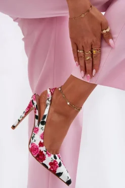 Clearance Boto Zdobione Sandały Na Szpilce W Róże Białe Vevessa
