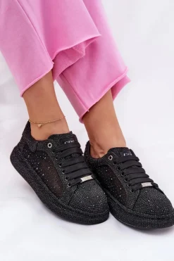 Damskie GOE Zdobione Sneakersy Na Platformie NN2N4021 Czarne