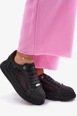 Damskie GOE Zdobione Sneakersy Na Platformie NN2N4021 Czarne