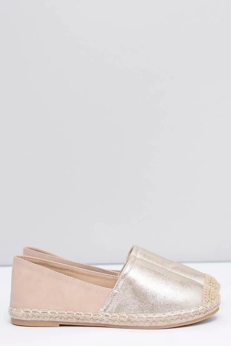 Boto Czarne Espadryle*Złote Damskie Wsuwane Espadryle Paoli