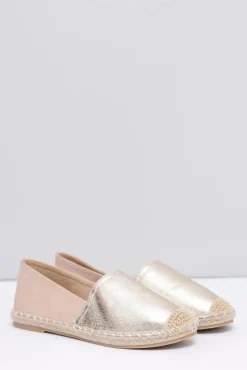 Boto Czarne Espadryle*Złote Damskie Wsuwane Espadryle Paoli