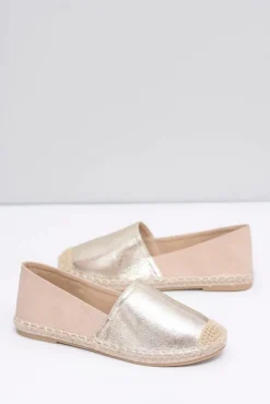 Boto Czarne Espadryle*Złote Damskie Wsuwane Espadryle Paoli